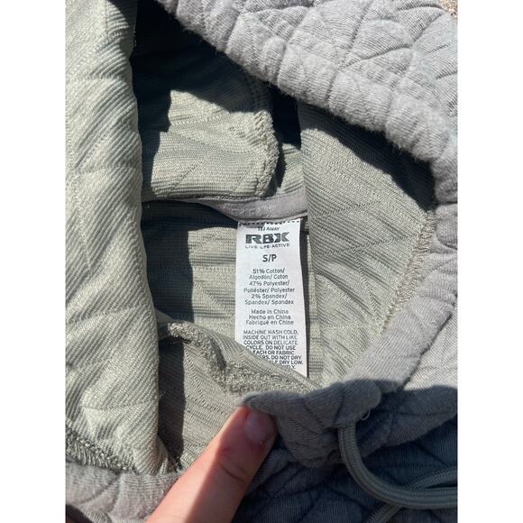 RBX Sweater Women Size Small Olive Quilted Hooded Pullover Sweatshirt Drawstring - Picture 4 of 5